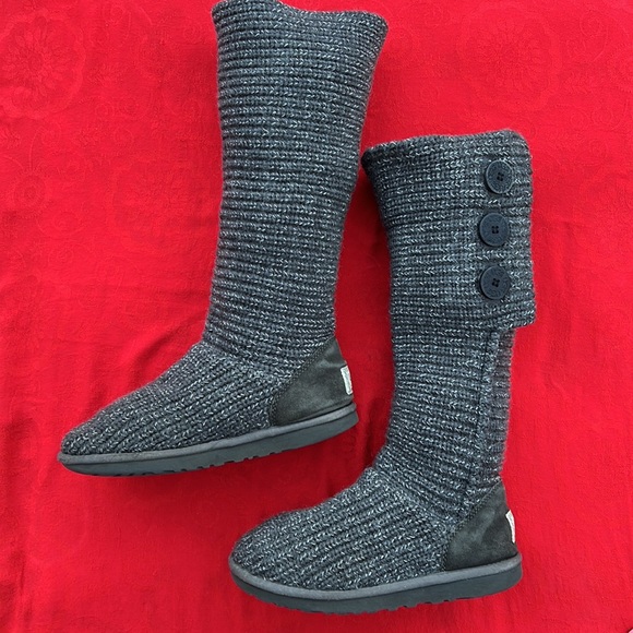 UGG Cardi Gray Fold Down Knit Sweater Boots - Picture 10 of 17